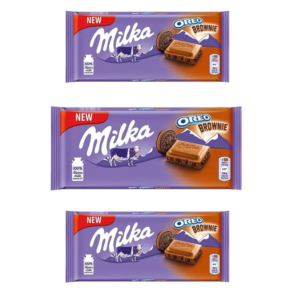 Chocolate Milka Oreo Brownie Barra Kit Com 3 Unid De 100G
