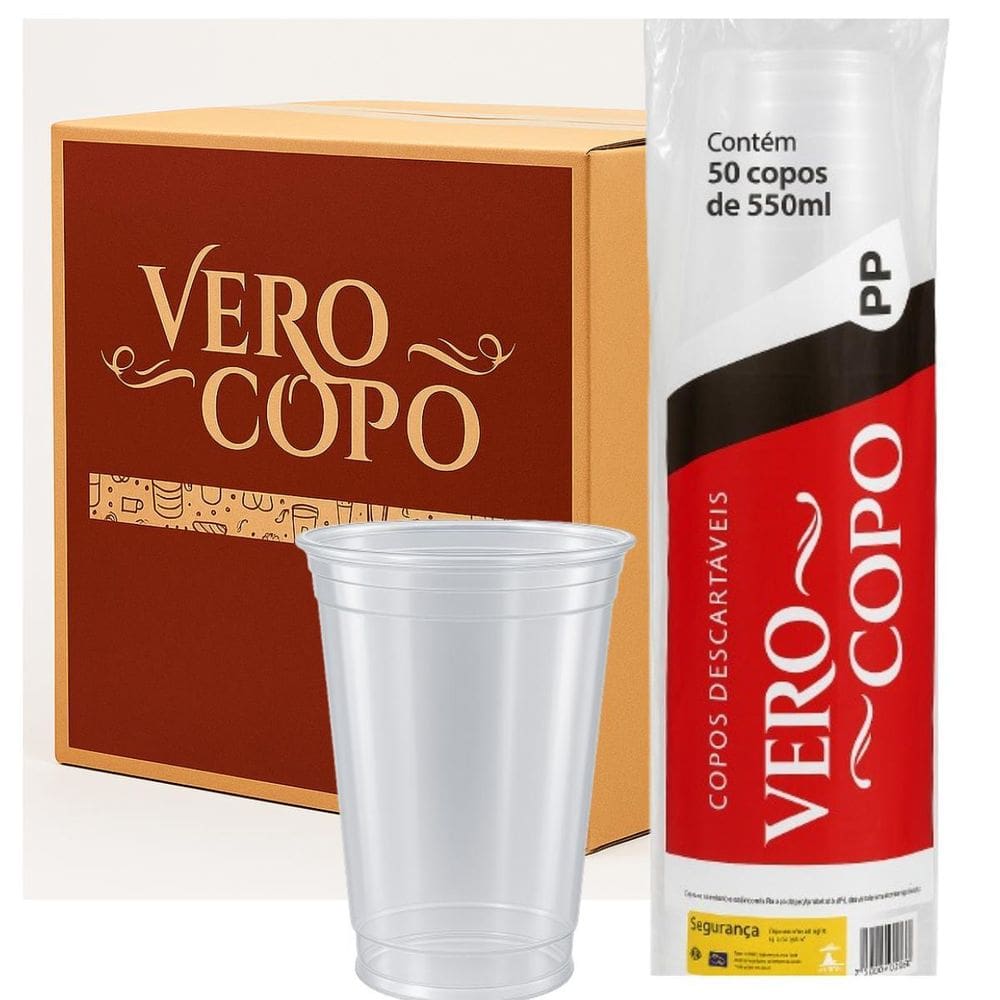 Kit Copo Descartável 550Ml Liso Chop E Bebidas Com 500 Un.
