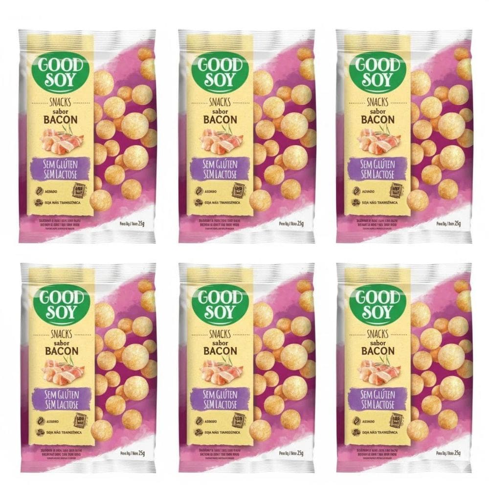 Kit 6 Snacks Bacon 25G Goodsoy Sem Gluten E Lactose
