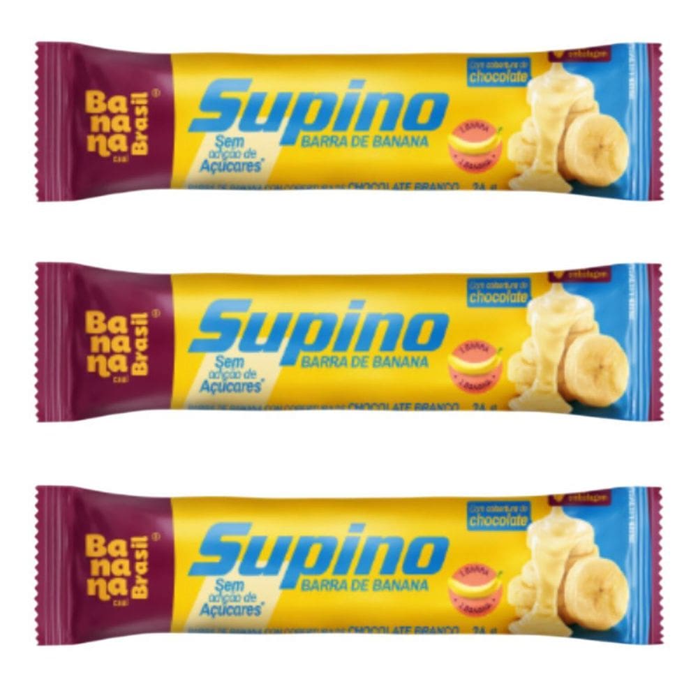 Kit 3 Barra Banana Zero Chocolate Branco 24G Banana Brasil