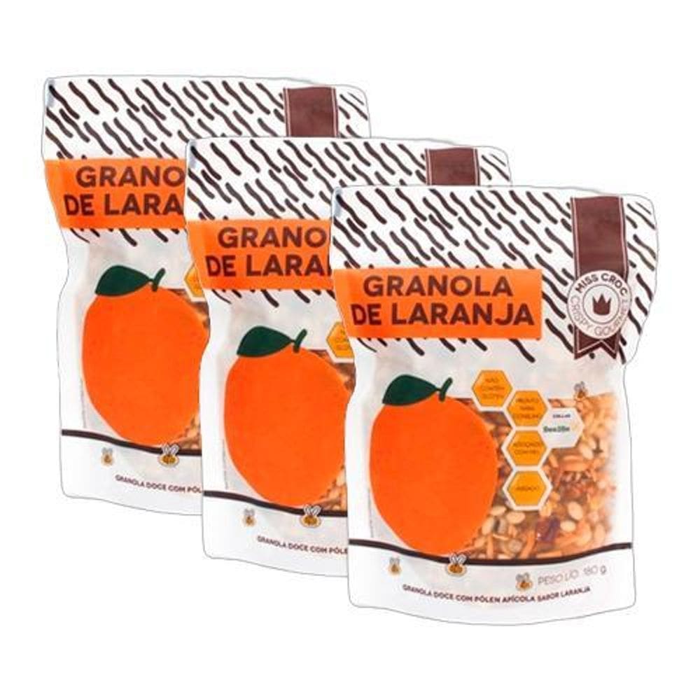 Kit 3X: Granola Laranja Sem Glúten Miss Croc 180G