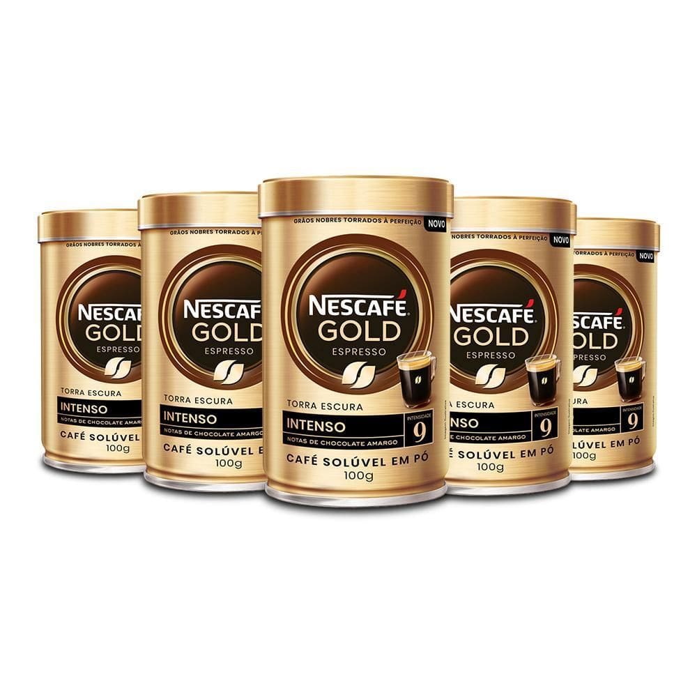 Café Solúvel Nescafé Gold Intenso Kit 5 Latas De 100G
