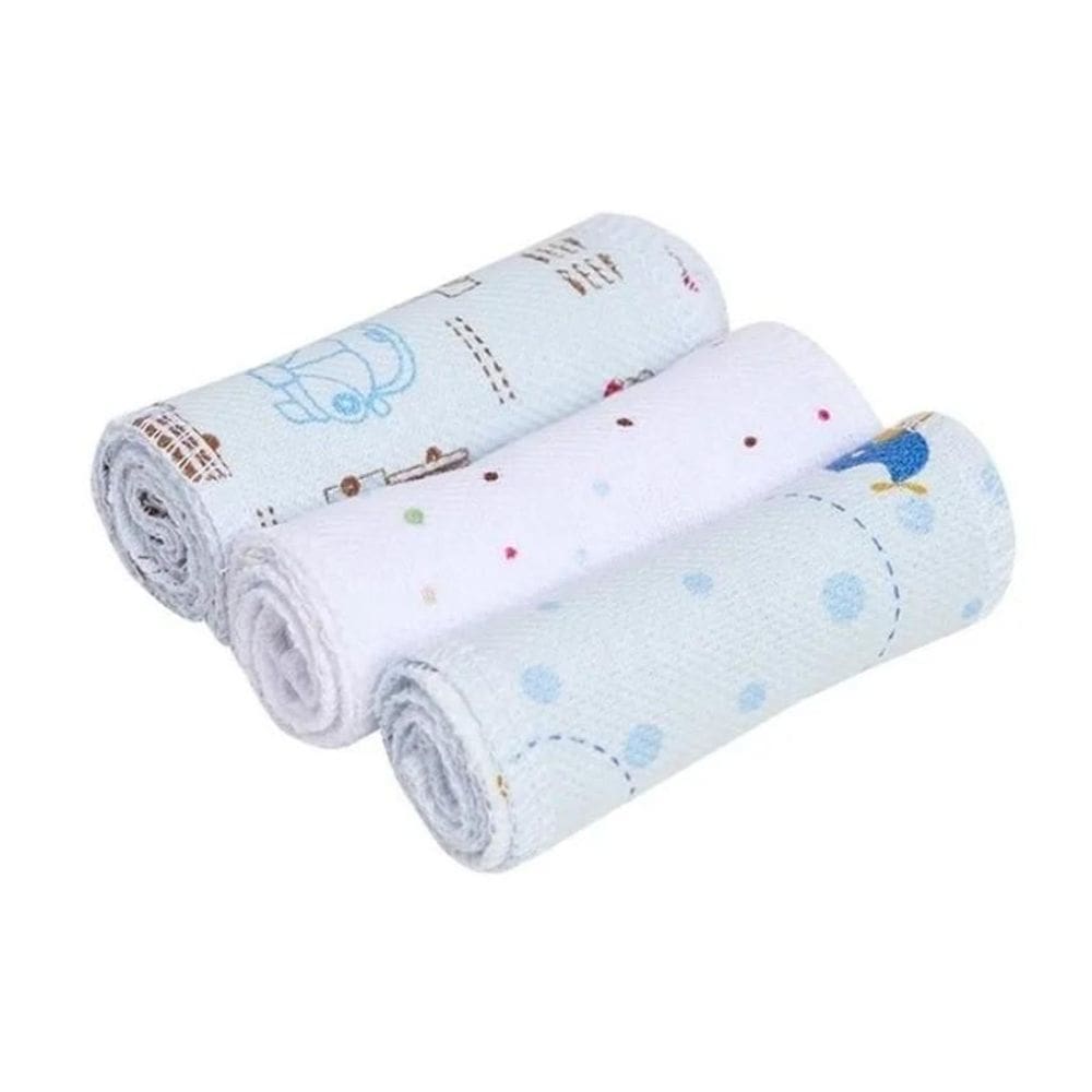 Kit 3 Peças Faixa Umbigo Umbilical Enxoval Bebê Azul