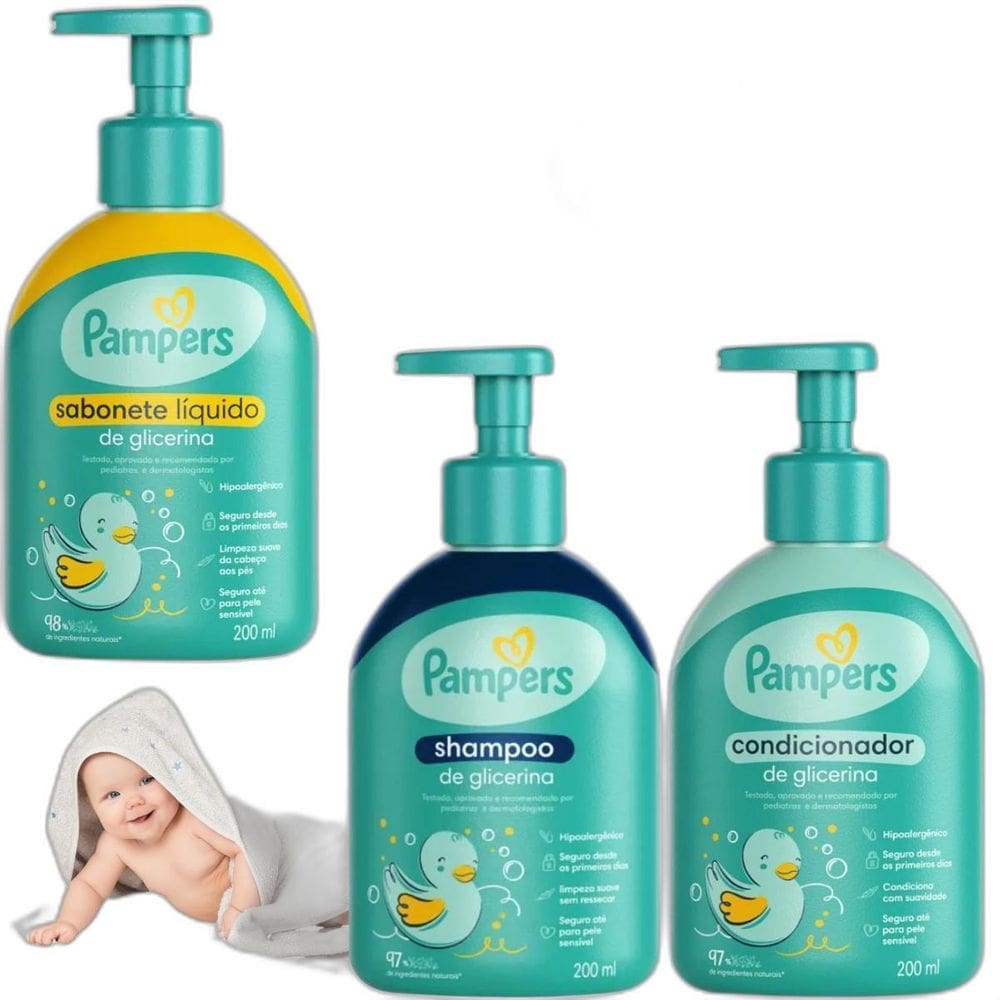 Kit Pampers Baby Glicerina Lenço Umedecido Aroma Aloe Vera
