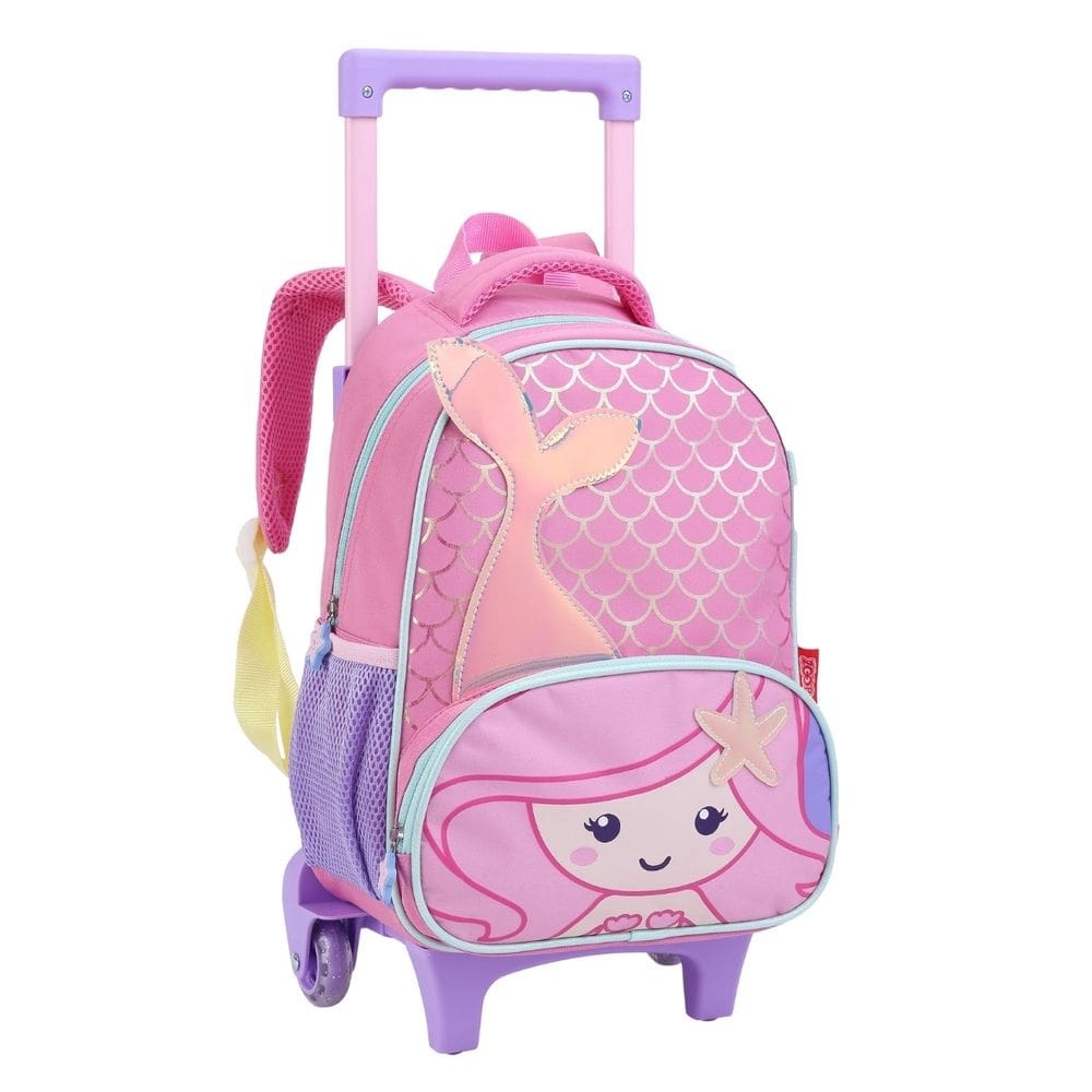 Mochila de Rodas Infantil Sereia Meninas Escolar Passeio