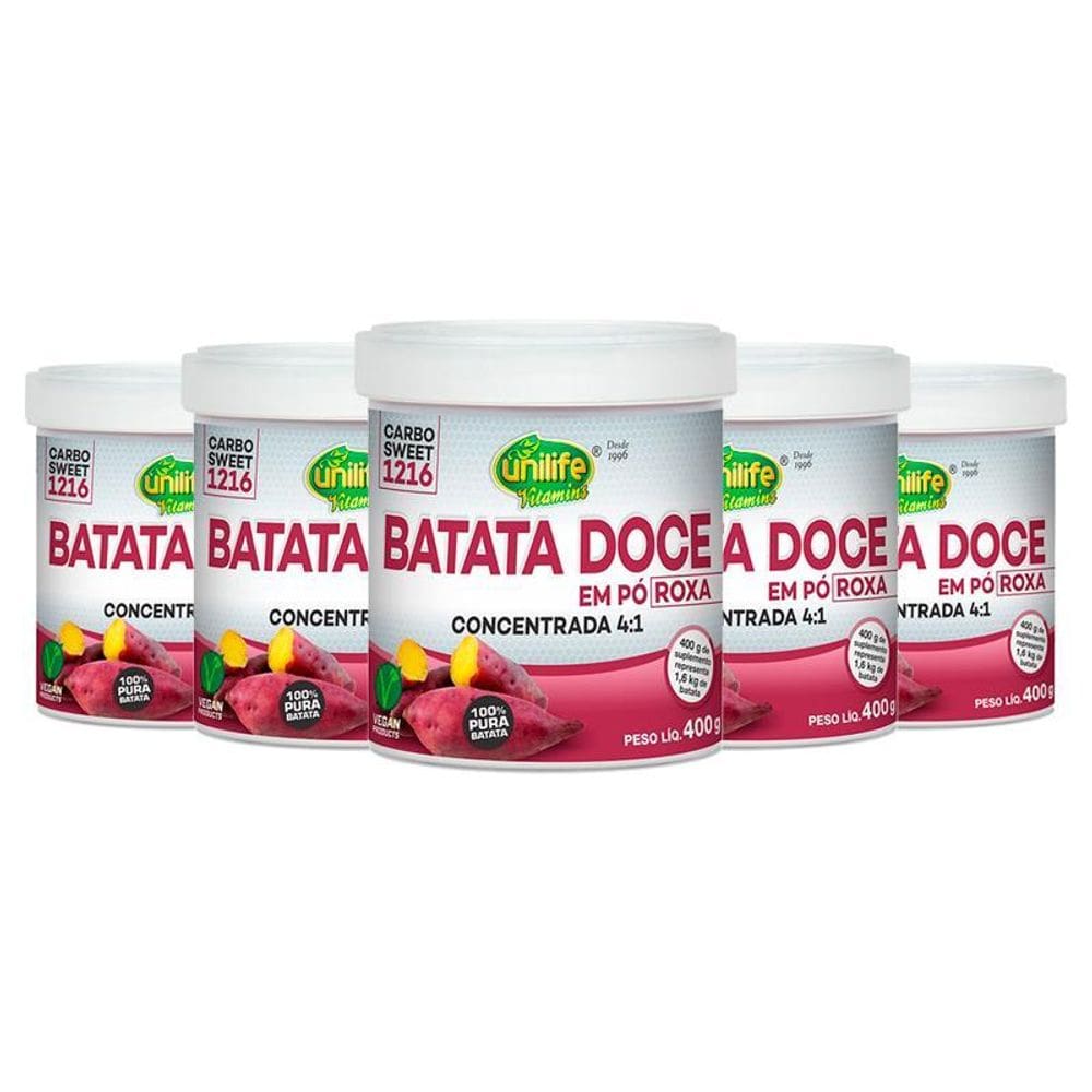 Kit 5 Batata Doce Roxa Em Pó 100% Pura 400G Unilife