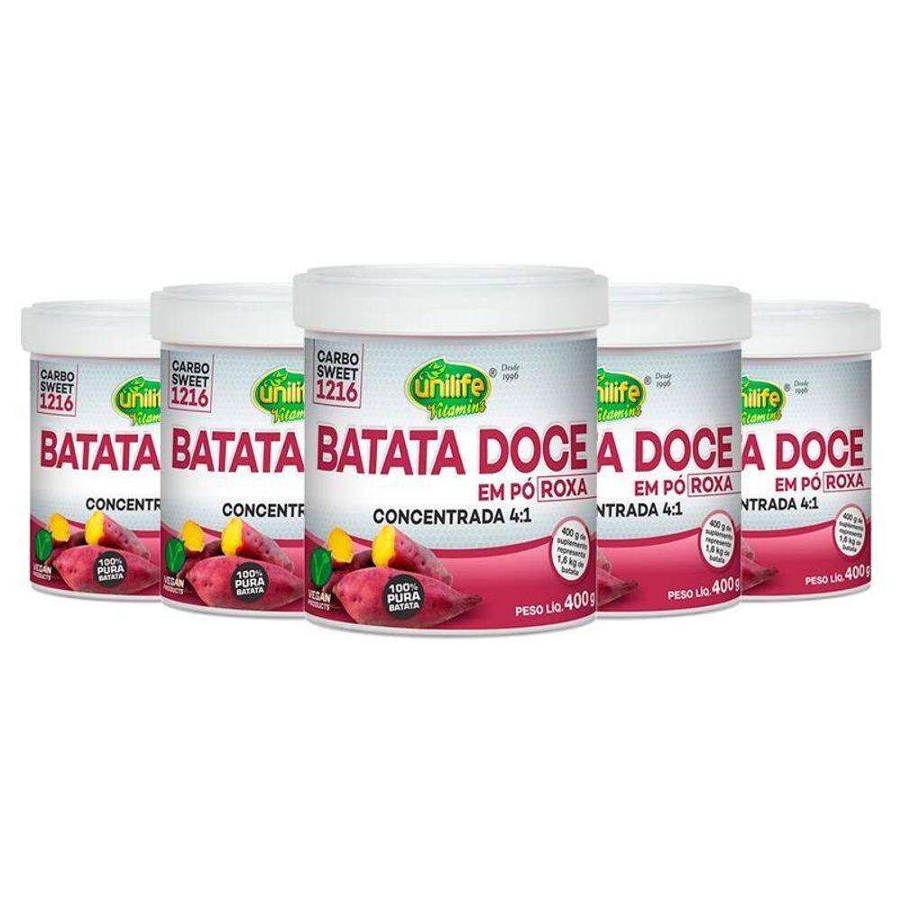 Kit 5 Batata Doce Roxa Em Pó 100% Pura 400G Unilife
