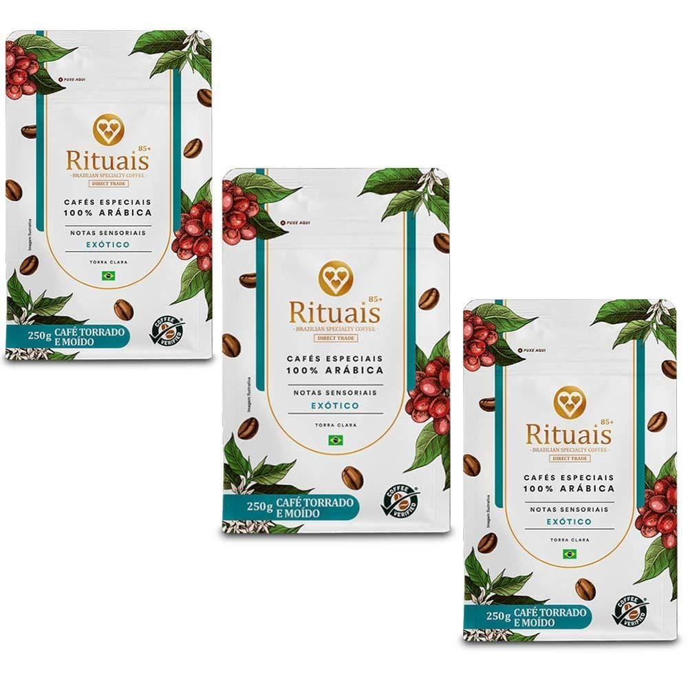 Café 3 Corações Rituais Exótico Kit 3 Unid De 250G