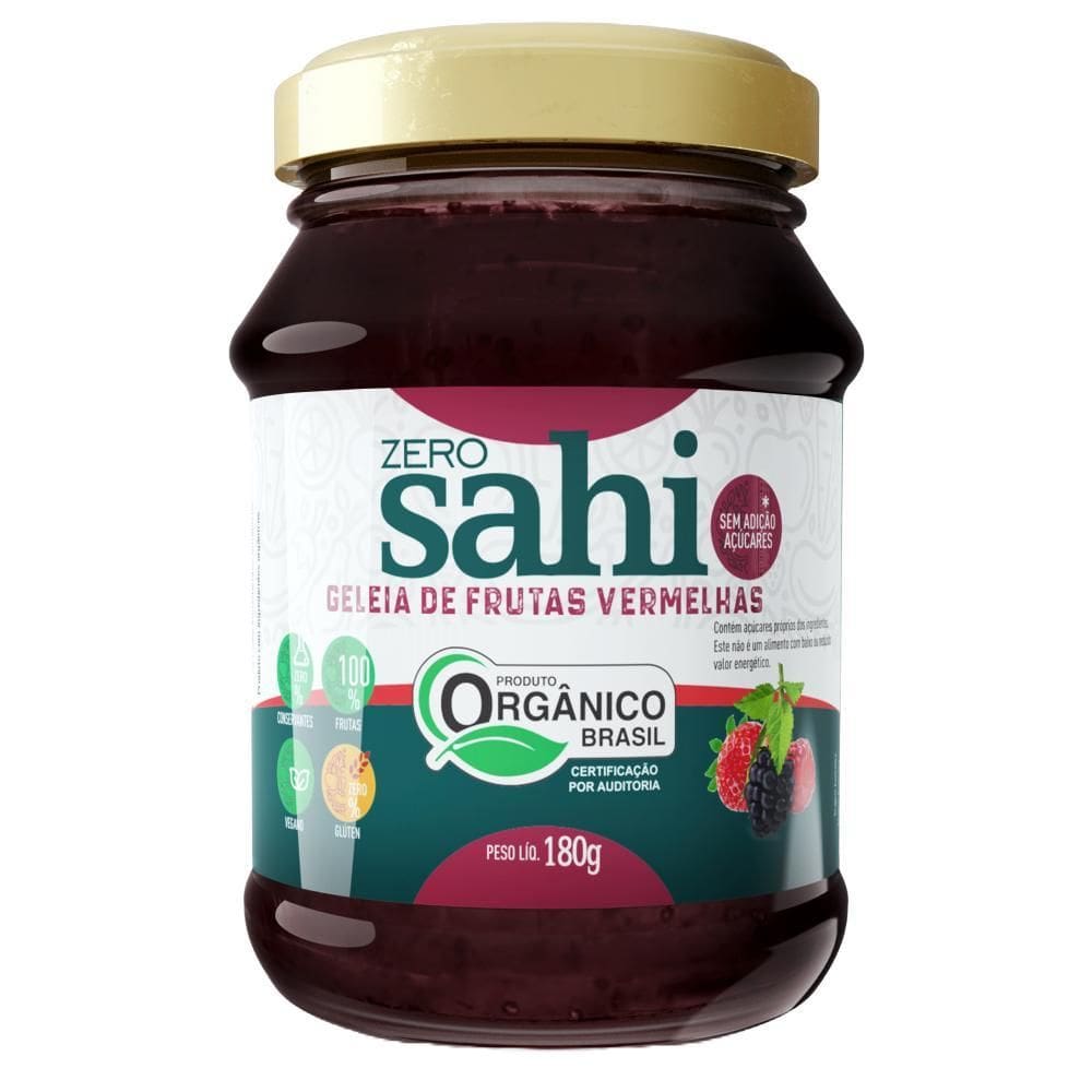 Geleia De Frutas Vermelhas Orgânica Zero Açúcar Sahi 180G