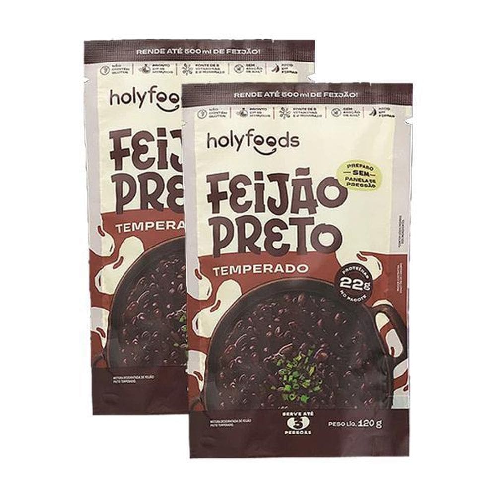 Kit 2X: Feijão Preto Temperado Holyfoods 120G