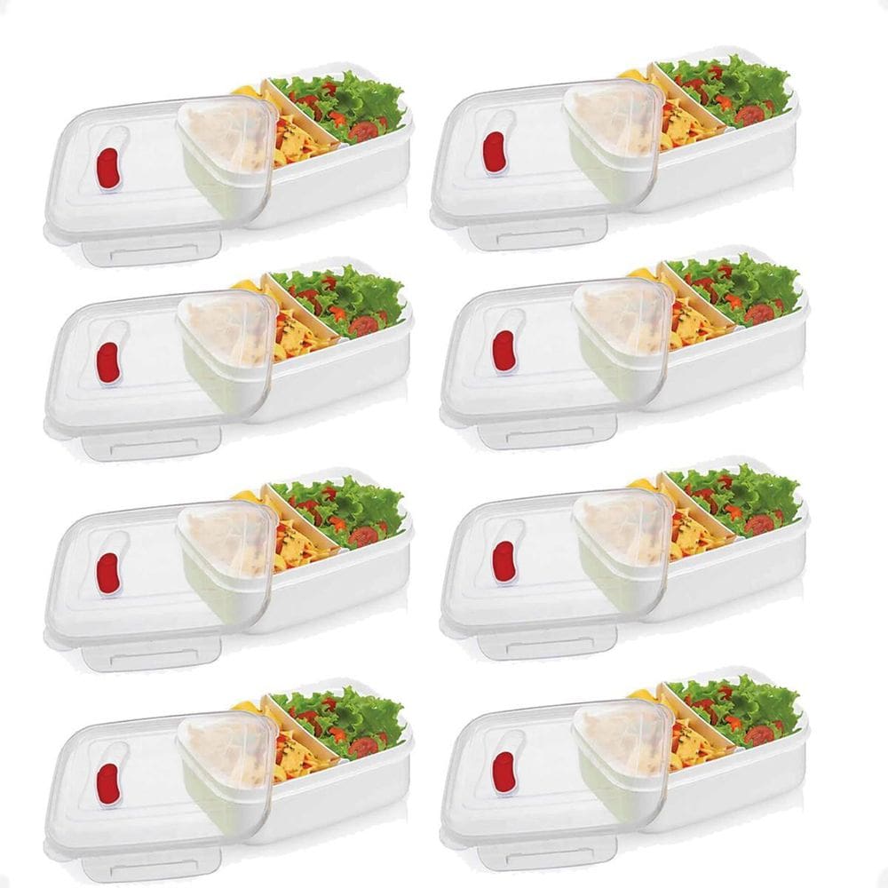 Kit 8 Marmita Due Com 2 Divisórias Para As Comidas 600Ml