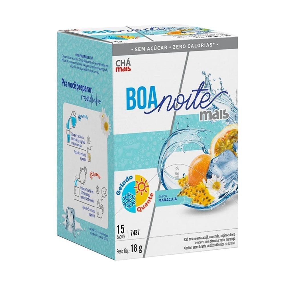 Chá Gelado Chámais Boa Noite Mais Maracujá 15 Sachês