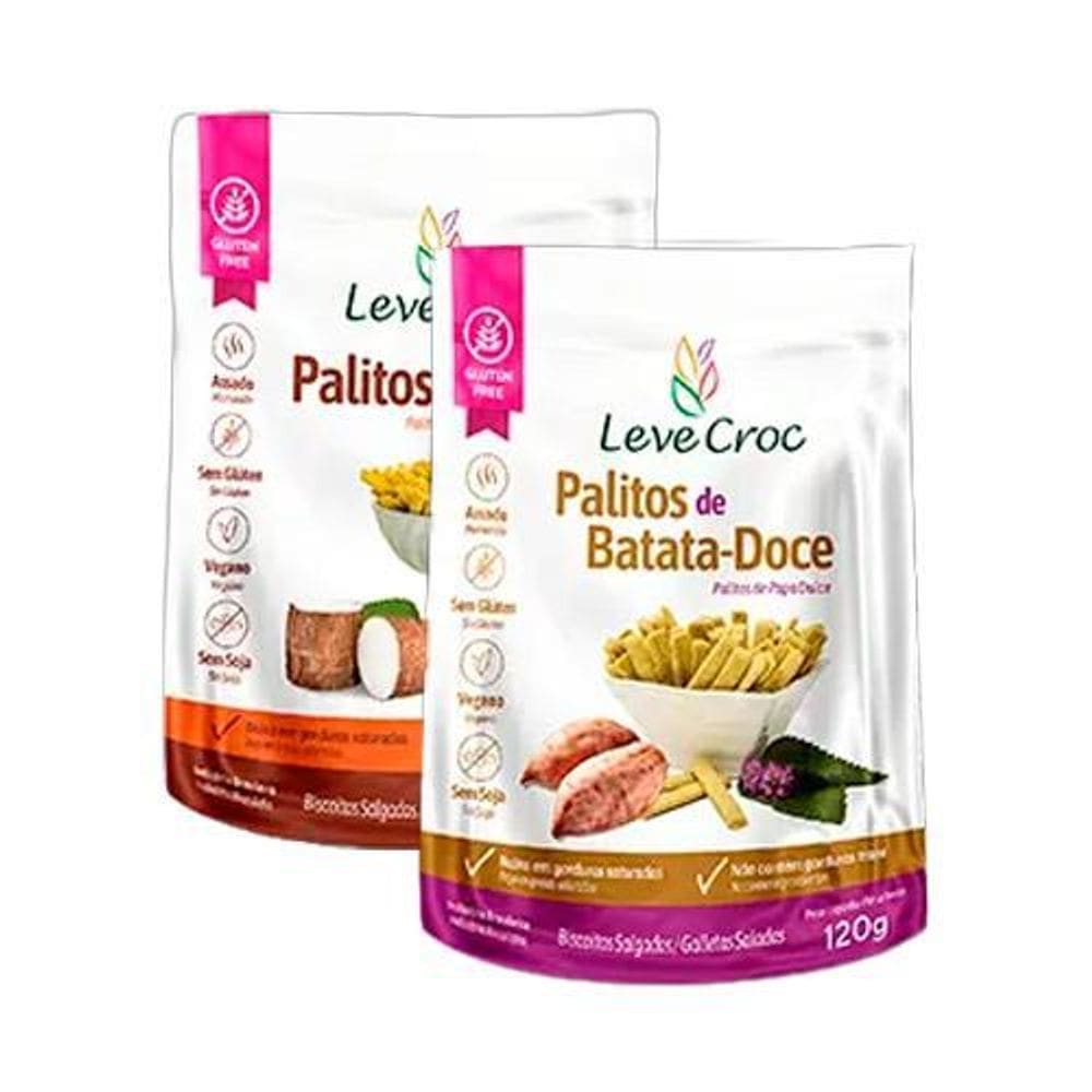Kit 2 Biscoitos Palito Sem Glúten Leve Croc: Aipim, Batata