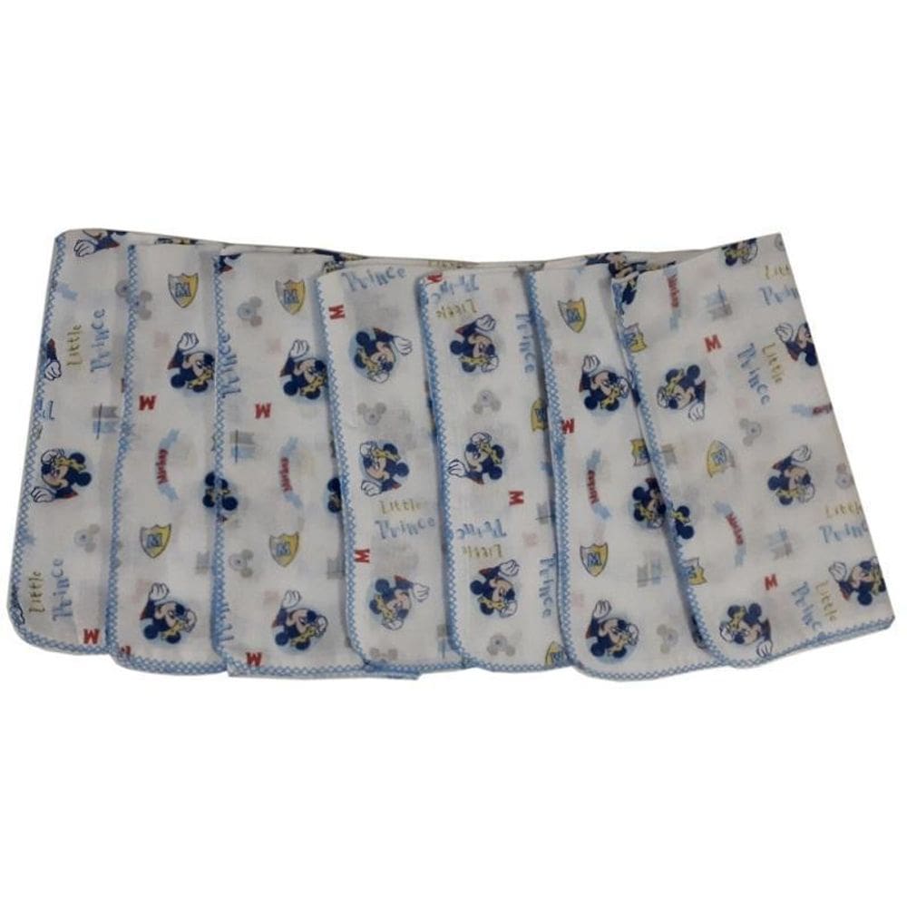 5 Fralda Disney Estampada 70X70Cm Com Croche Mickey