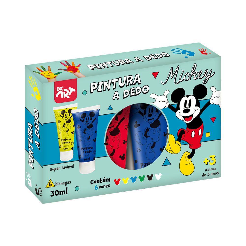 Pintura a Dedo Mickey Dac Art 3+ Anos com 6 Bisnagas Cores de 30ml cada