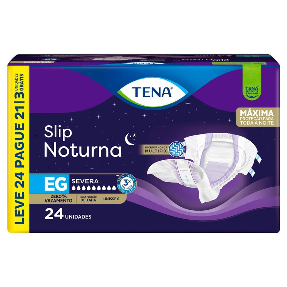 Fralda Tena Slip Noturna Tamanho EG Leve 24 Pague e Ganhe 3 Unidades