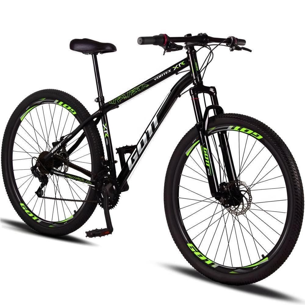 Bicicleta Aro 29 Aço Carbono Gott Vortex Rx 21v Com Suspensão E Freio A Disco Preto-verde