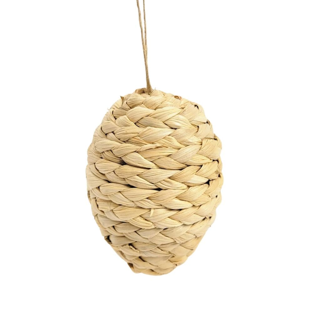 Ovo De Pascoa Fibra Natural Pendente 9Cm Decoração De Páscoa