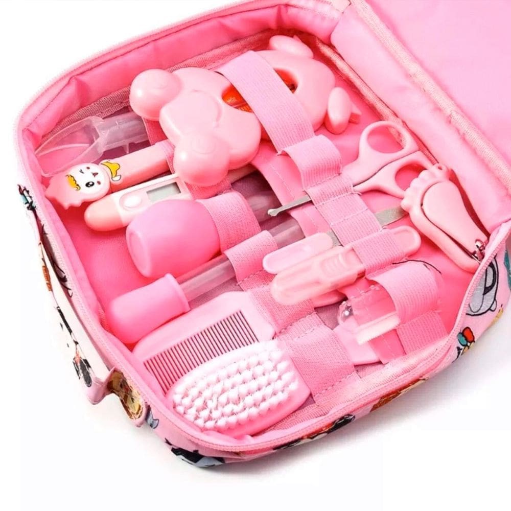 Kit Higiene Infantil Rosa Bolsa Pente Escova Termômetro