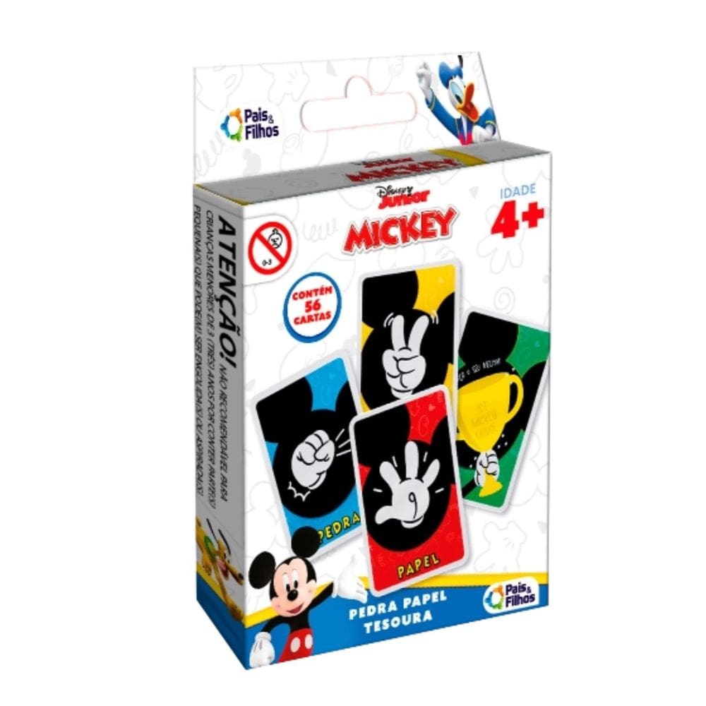 Jogo de Cartas Mickey Mouse +4 Anos Infantil Pedra Papel Tesoura Pais e Filhos
