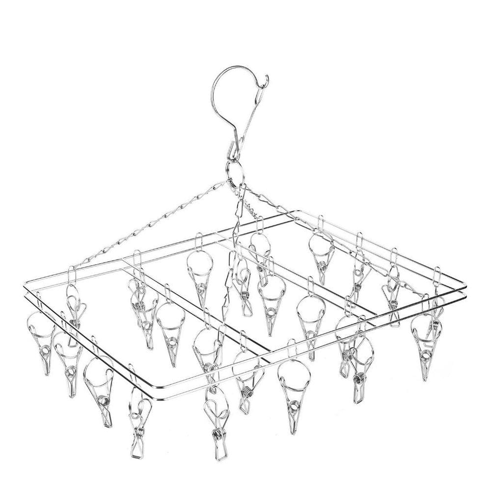 Varal 20 Prendedores Multiuso Para Roupa Bebe Calcinha Cueca Dobrável Inox