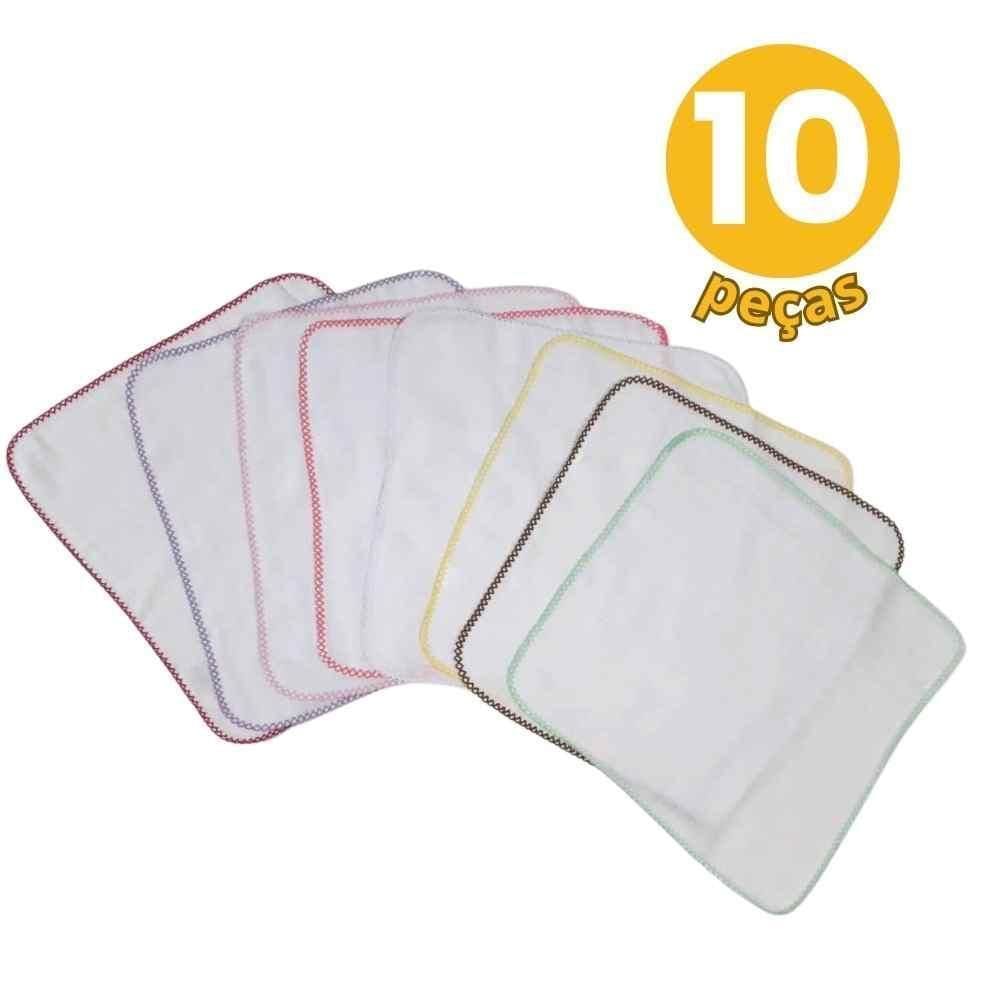 Kit 10 Fralda De Boca Feminino Quadriculada 33X33Cm Crochê