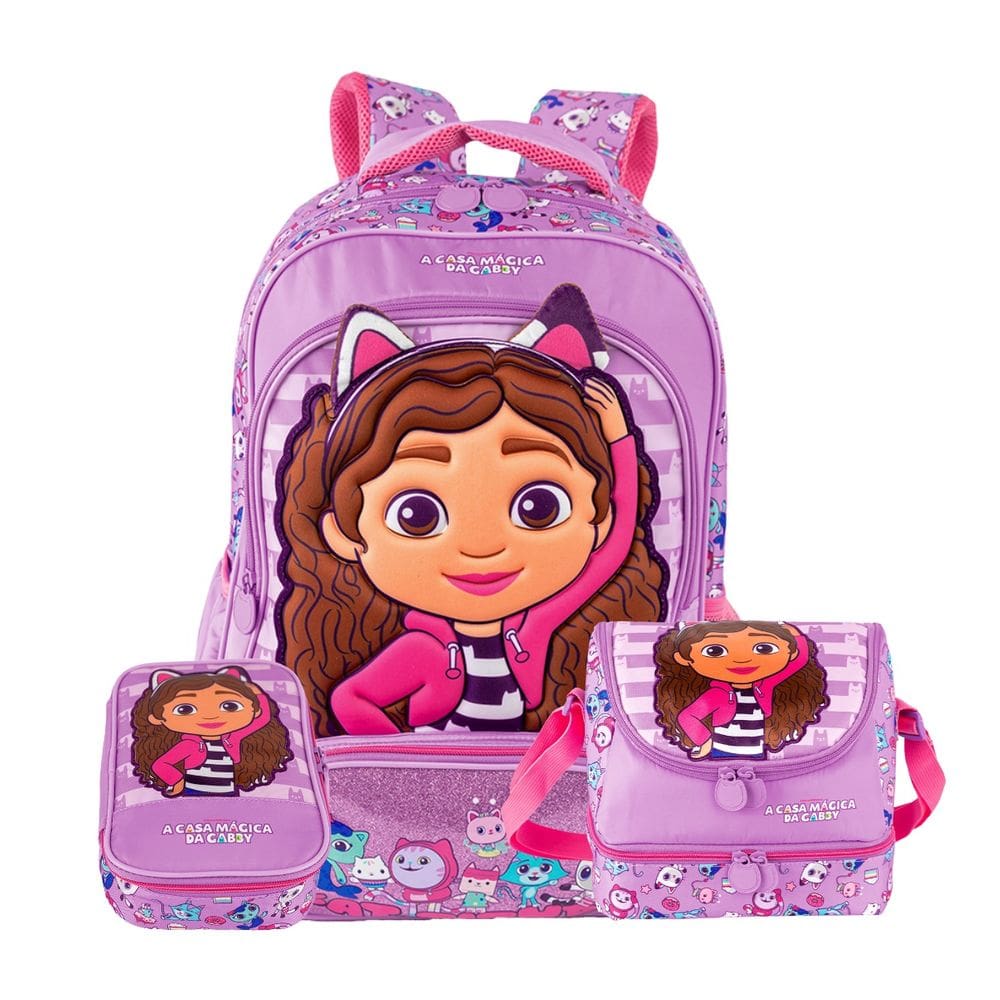 Mochila de Costas Lancheira Térmica Estojo Box Casa da Gabby