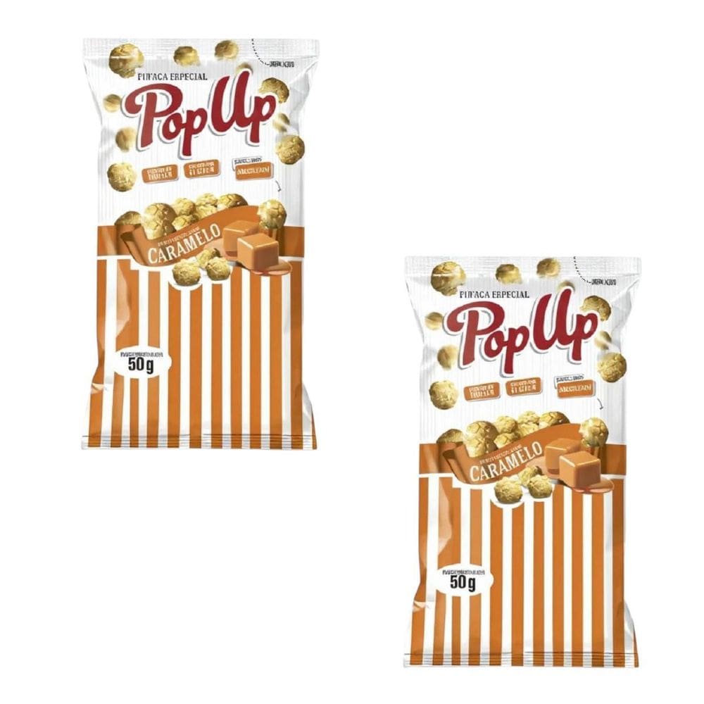 60 Unidades Pipoca Doce Pop Up Sabor Caramelo 50G Snacks