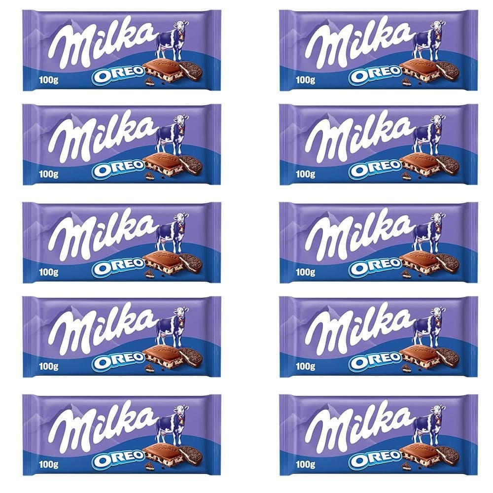 Chocolate Milka Oreo Barra Kit Com 10 Unidades De 100G