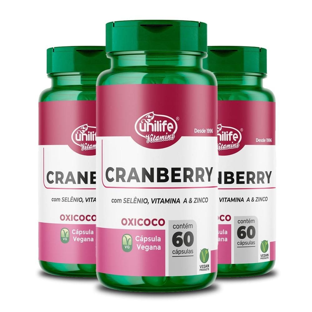 Kit 3 Cranberry Unilife 60 Cápsulas
