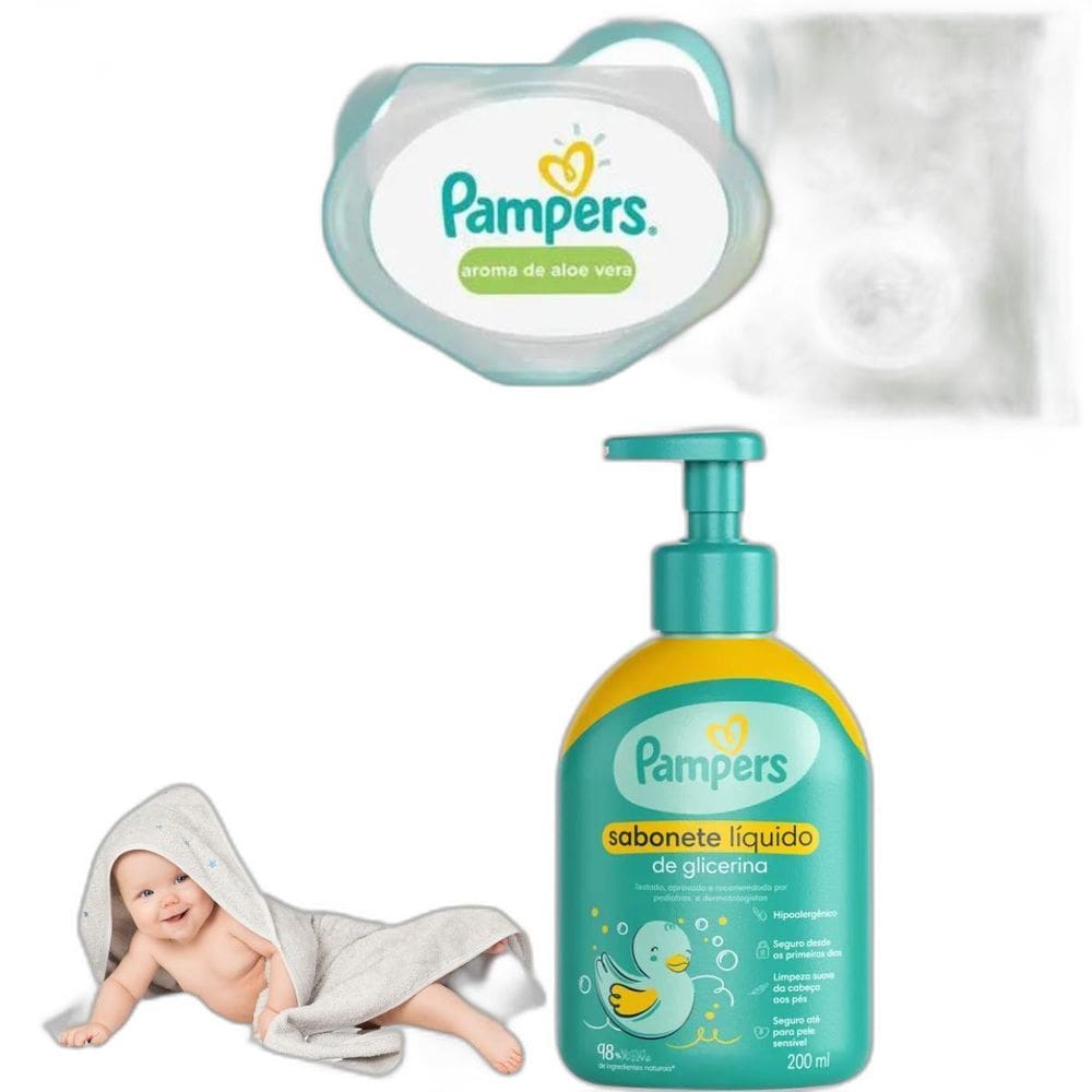 Kit Pampers Baby Sabonete Liquido Lenços Umedecidos Bebê