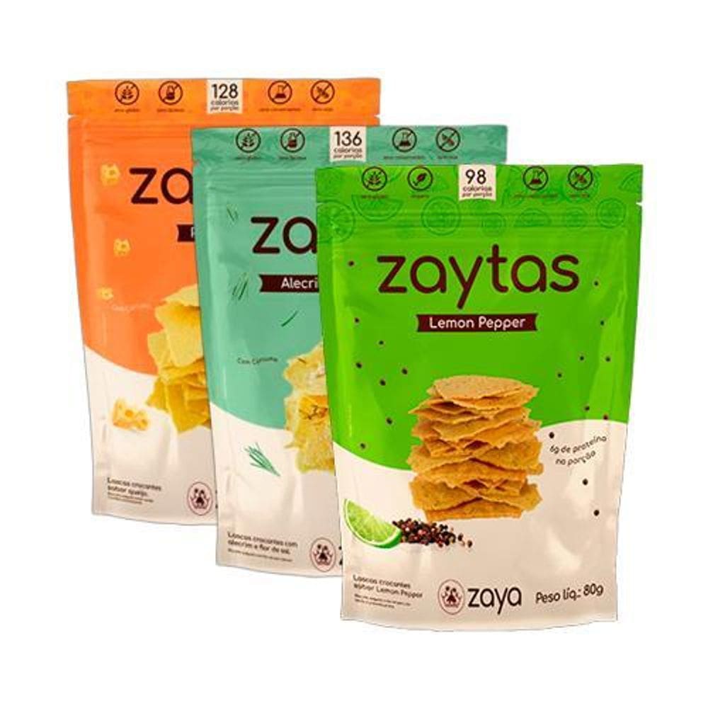 Kit 3 Biscoitos Sem Glúten Zaya: Parmezaya, Alecrim, Lemon