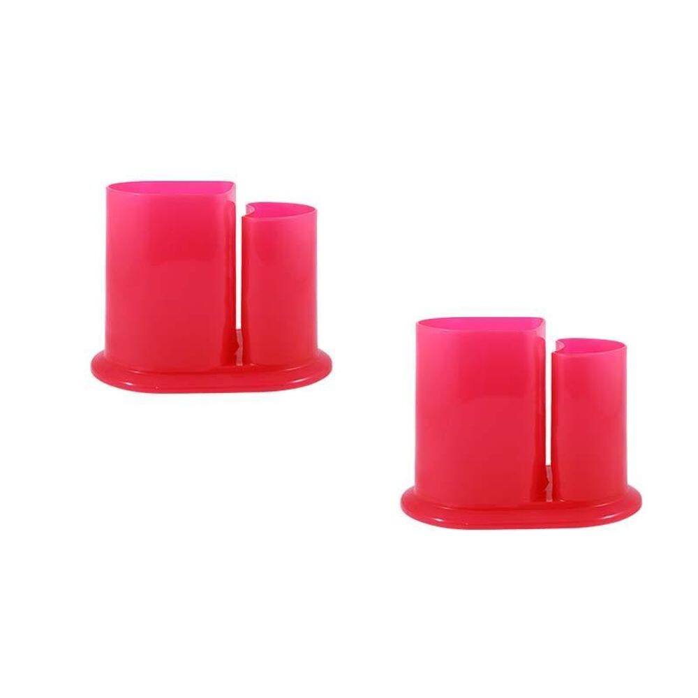 Kit 2 Porta Lápis Duo Rosa Neon Plástico