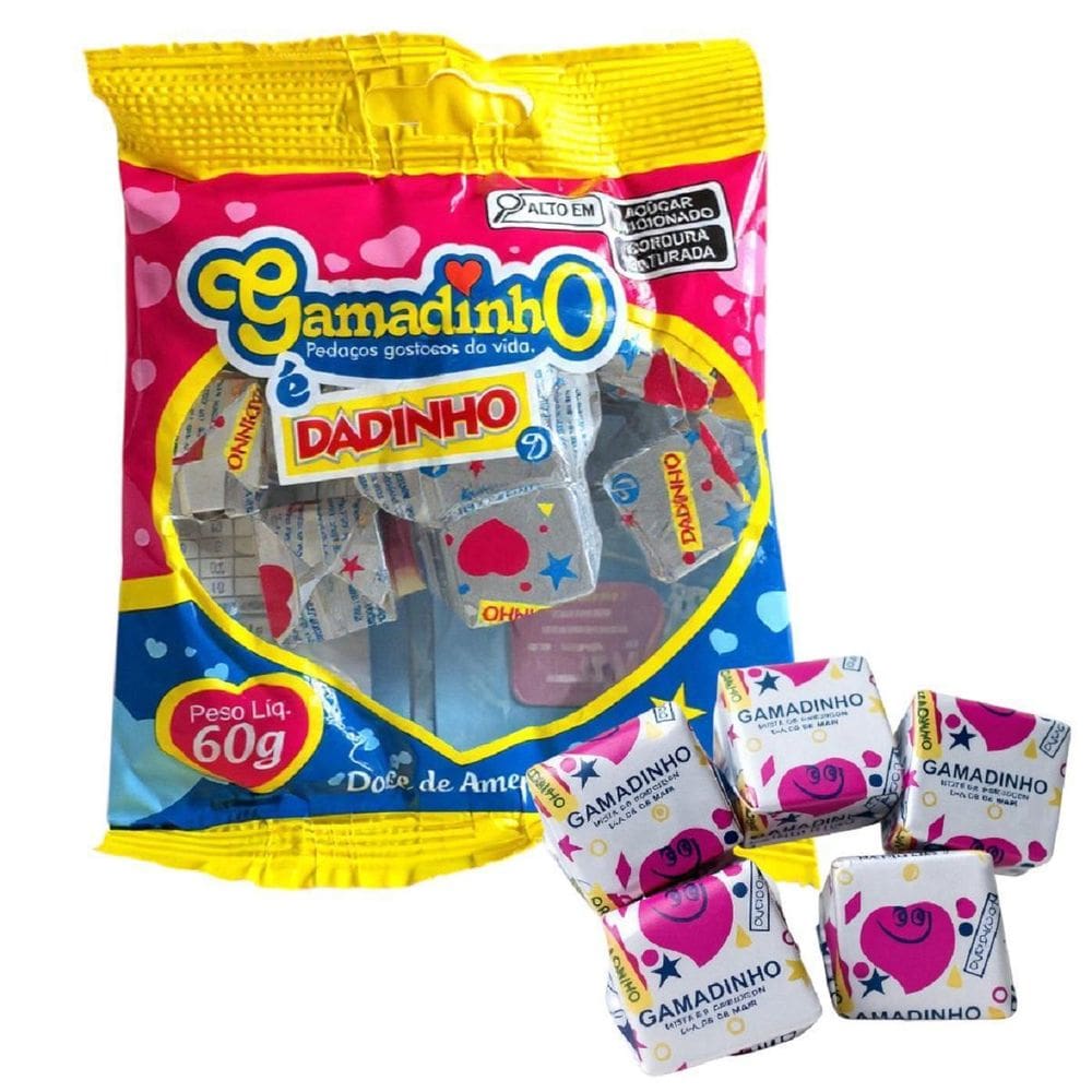 Mini Doce Dadinho Gamadinho 20 Pacotes Amendoim Cremoso 60G