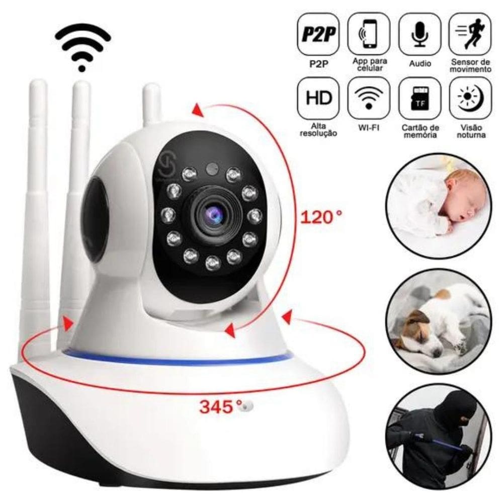 Babá Eletrônica Câmera Premium Wi-Fi Visão Noturna Pro