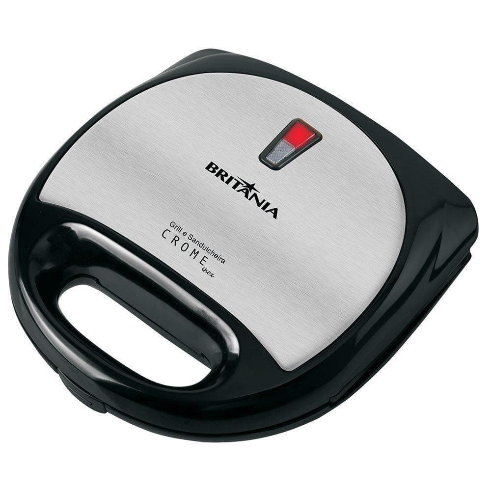 Sanduicheira E Grill Britânia Crome Inox Preta 110V