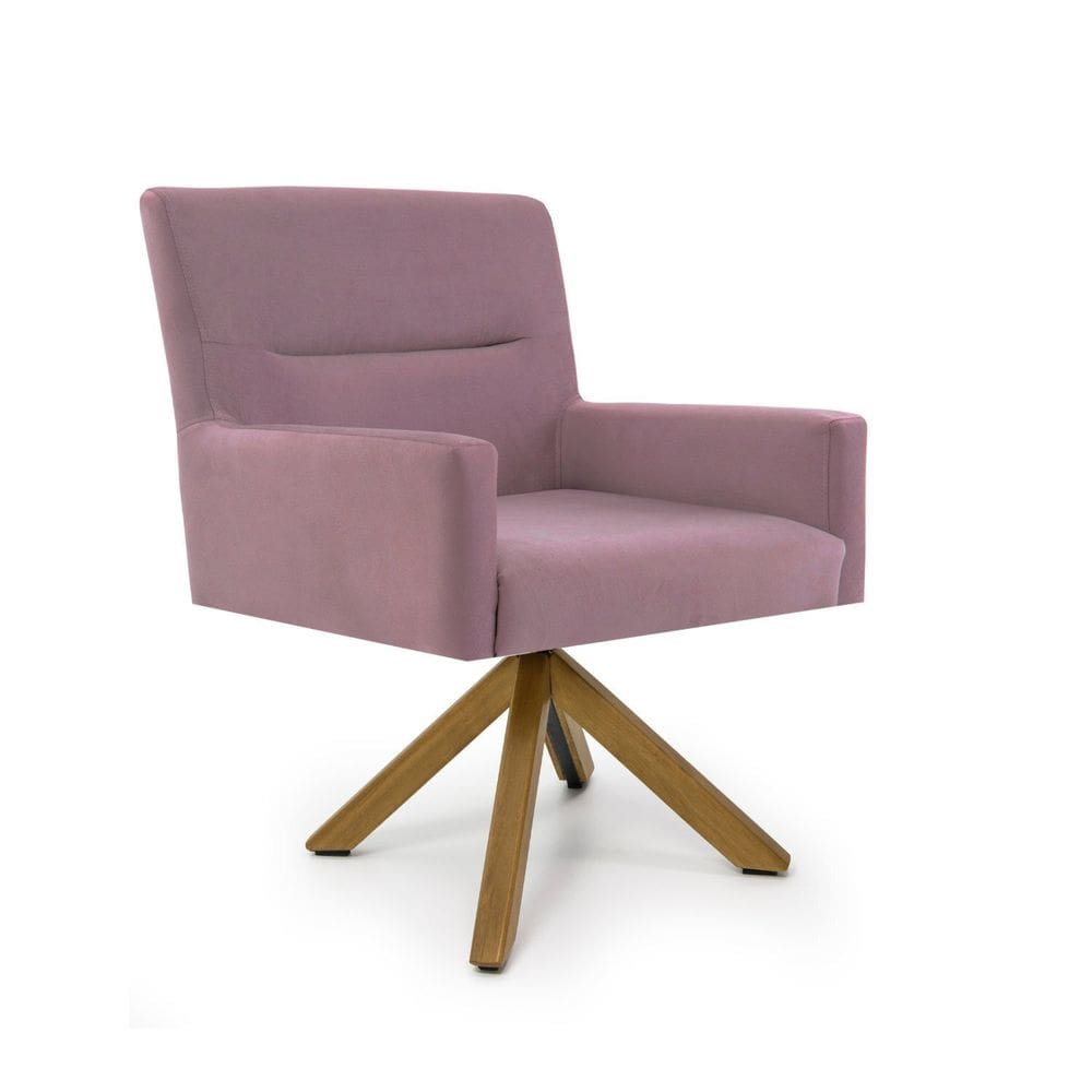 Poltrona para Sala de Estar Veludo Giratória Angel Rosa