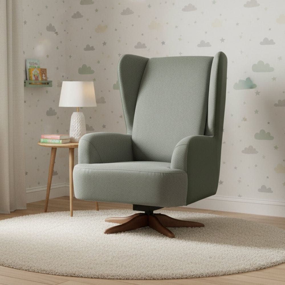 Poltrona de Amamentação Giratória e Balanço Teodora Mescla / Verde