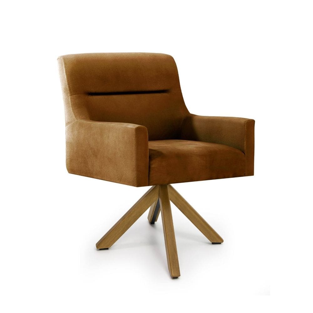 Poltrona para Sala de Estar Veludo Giratória Angel Laranja