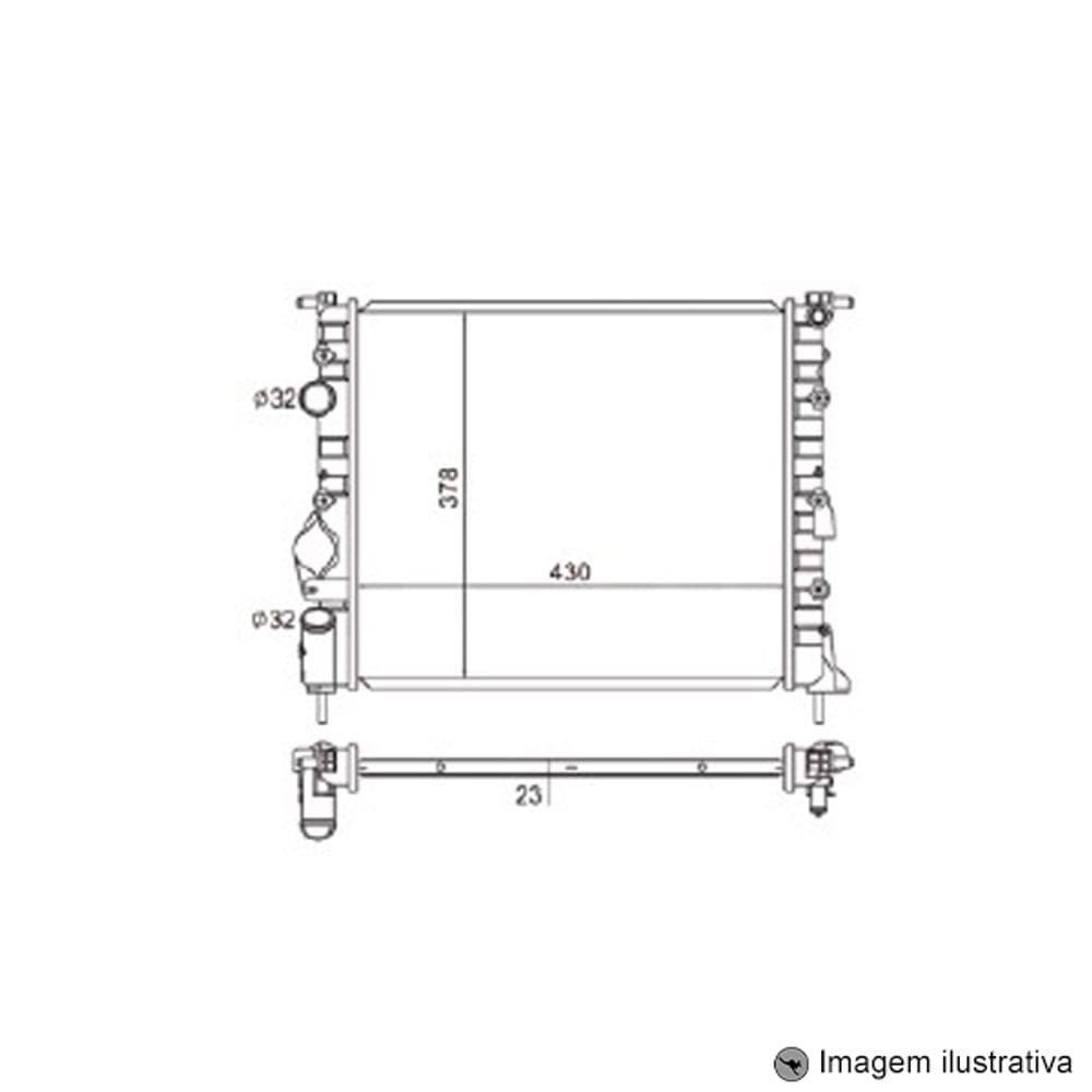Radiador Clio 1.0 / 1.6 ( 99 > ) Unificado sem Ar / Manual / Aluminio Mecanico