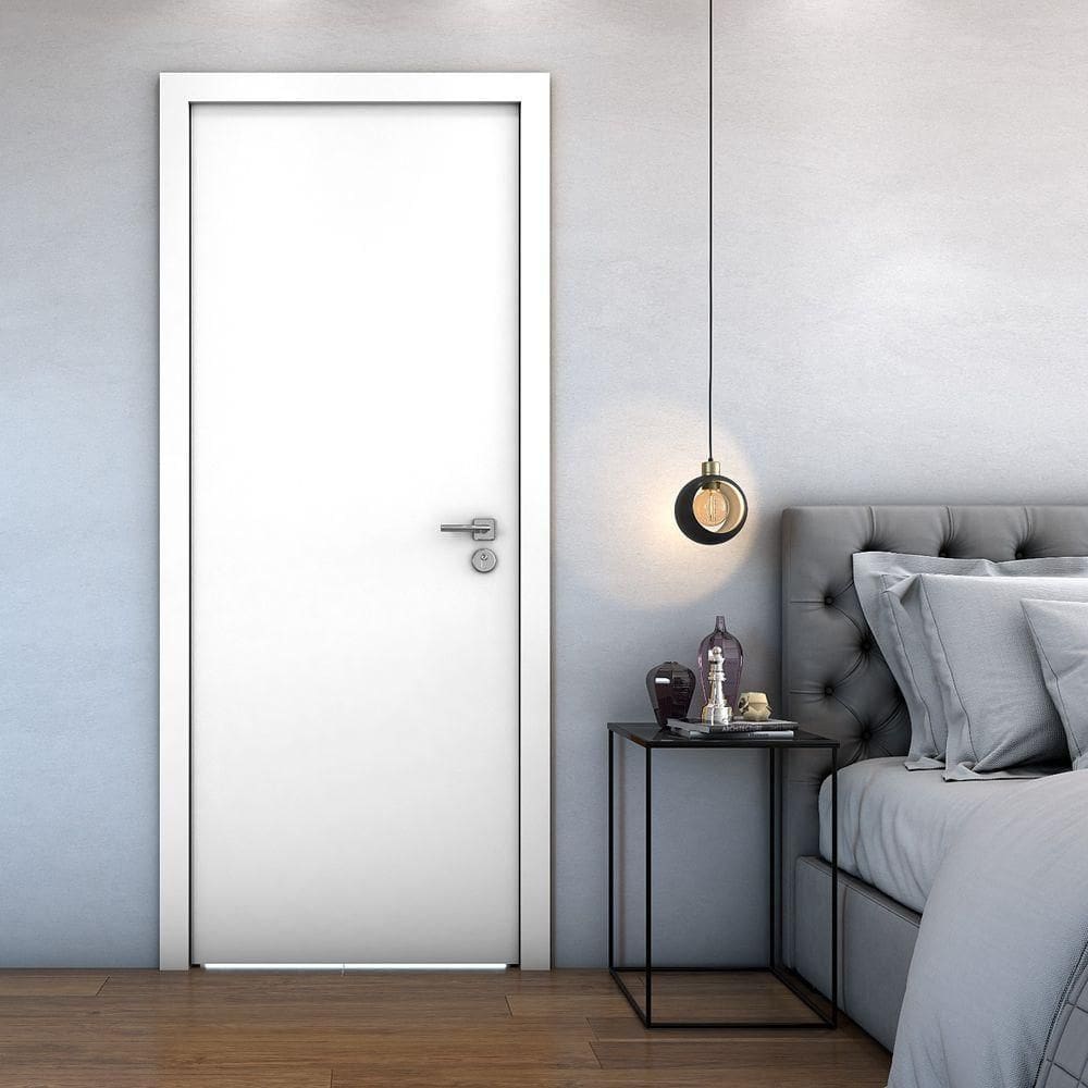 Porta de Madeira Lisa com Reforço Fechadura 2 Lados Branco