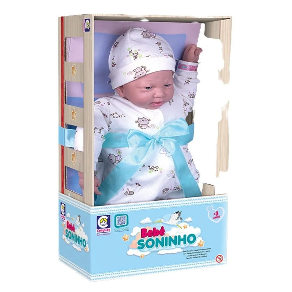 Boneca Bebê Soninho Reborn Com Touca - Cotiplás 2653