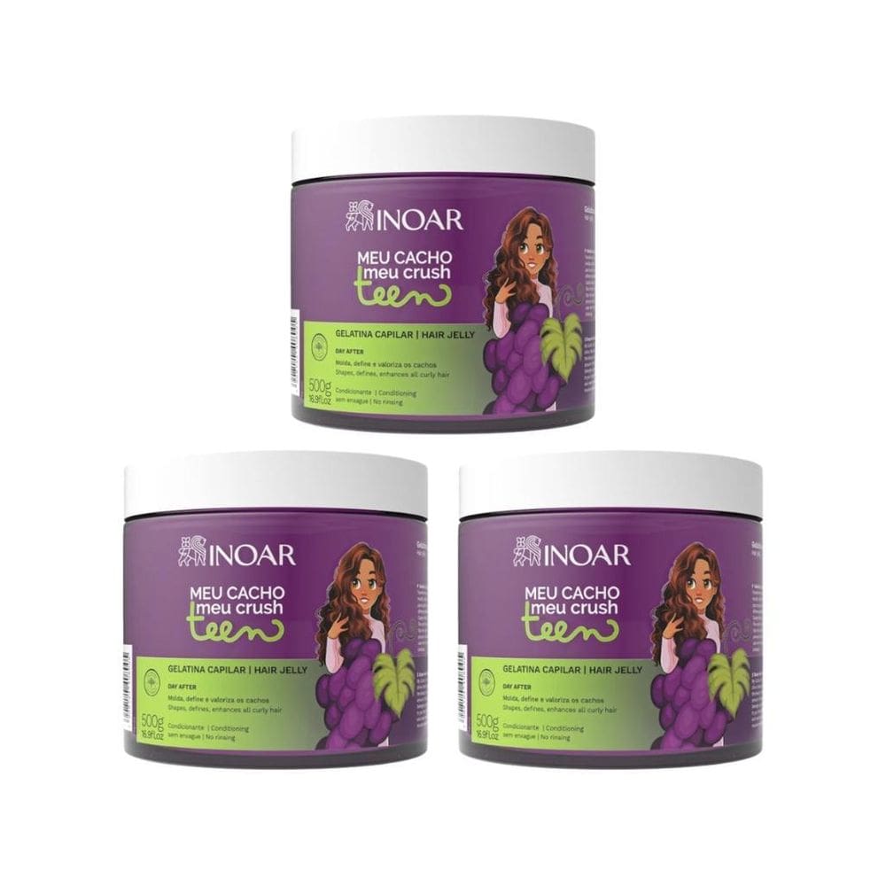 Gelatina Capilar Inoar Meu Cacho 500G Teen Uva-3Un