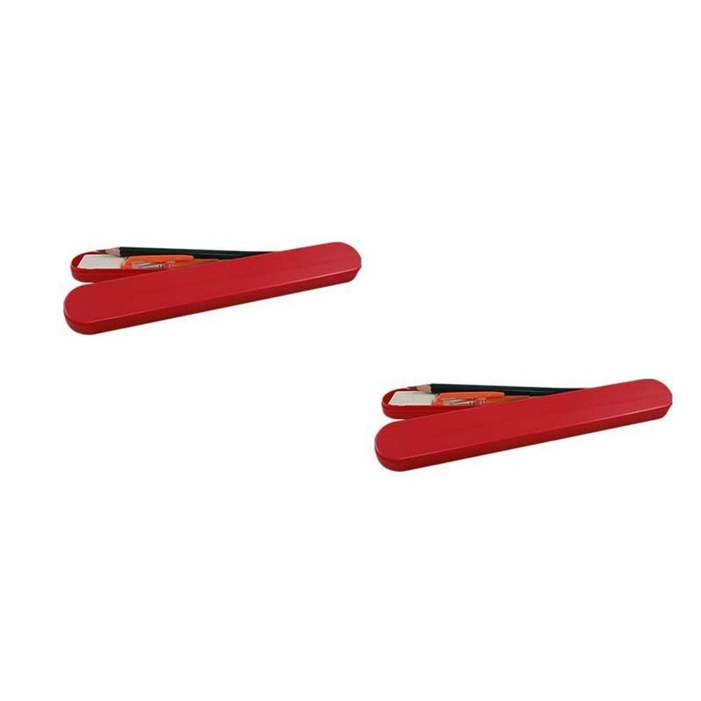 Kit 2 Mini Estojo Vermelho Plástico