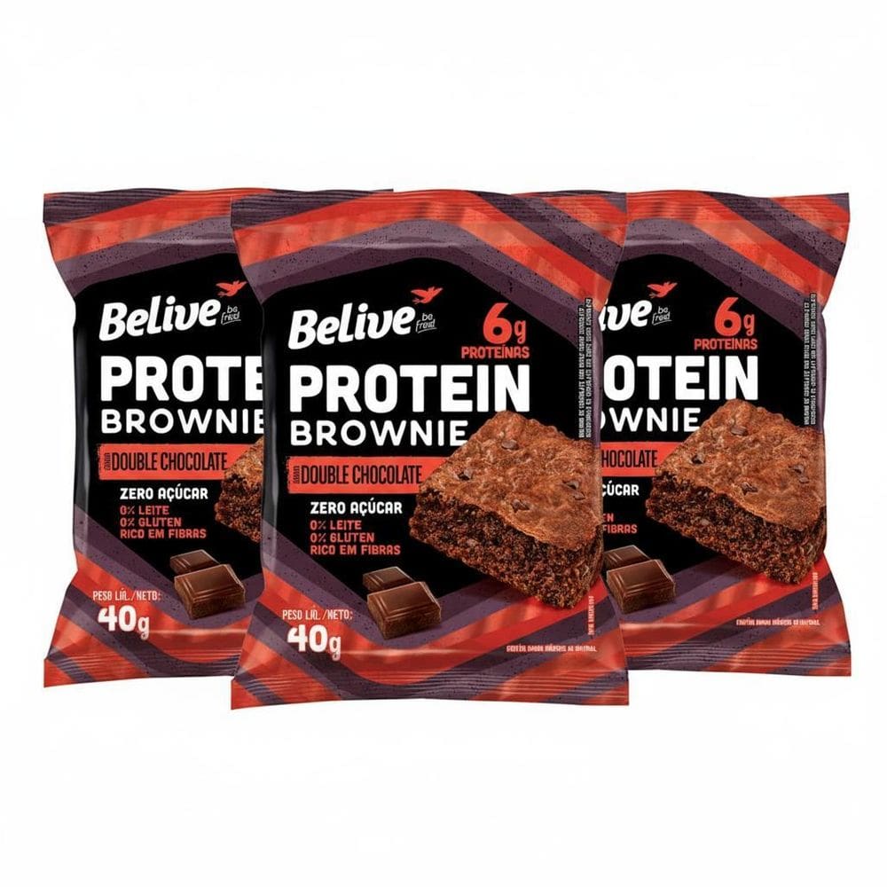 Kit 3 Brownie Protein Sabor Double Chocolate Zero 40G Belive