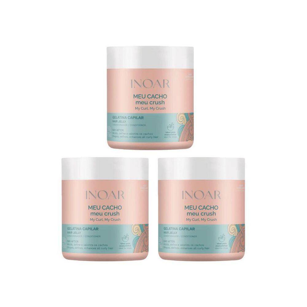 Gelatina Capilar Inoar Meu Cacho Meu Crush 500G - Kit 3Un