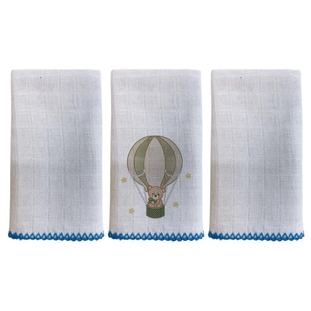 Kit 3 Panos De Boca 1 Pano Bordado+2 Pano Liso Masculino