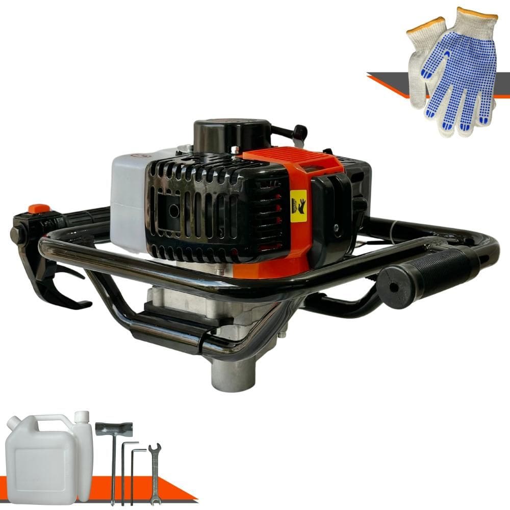 Trado Motorizado Sem Broca À Gasolina Vant VPS52 2 Tempos 52cc 2HP 6.500rpm Perfurador de Solo Profissional Com Empunhadura Ergonômica