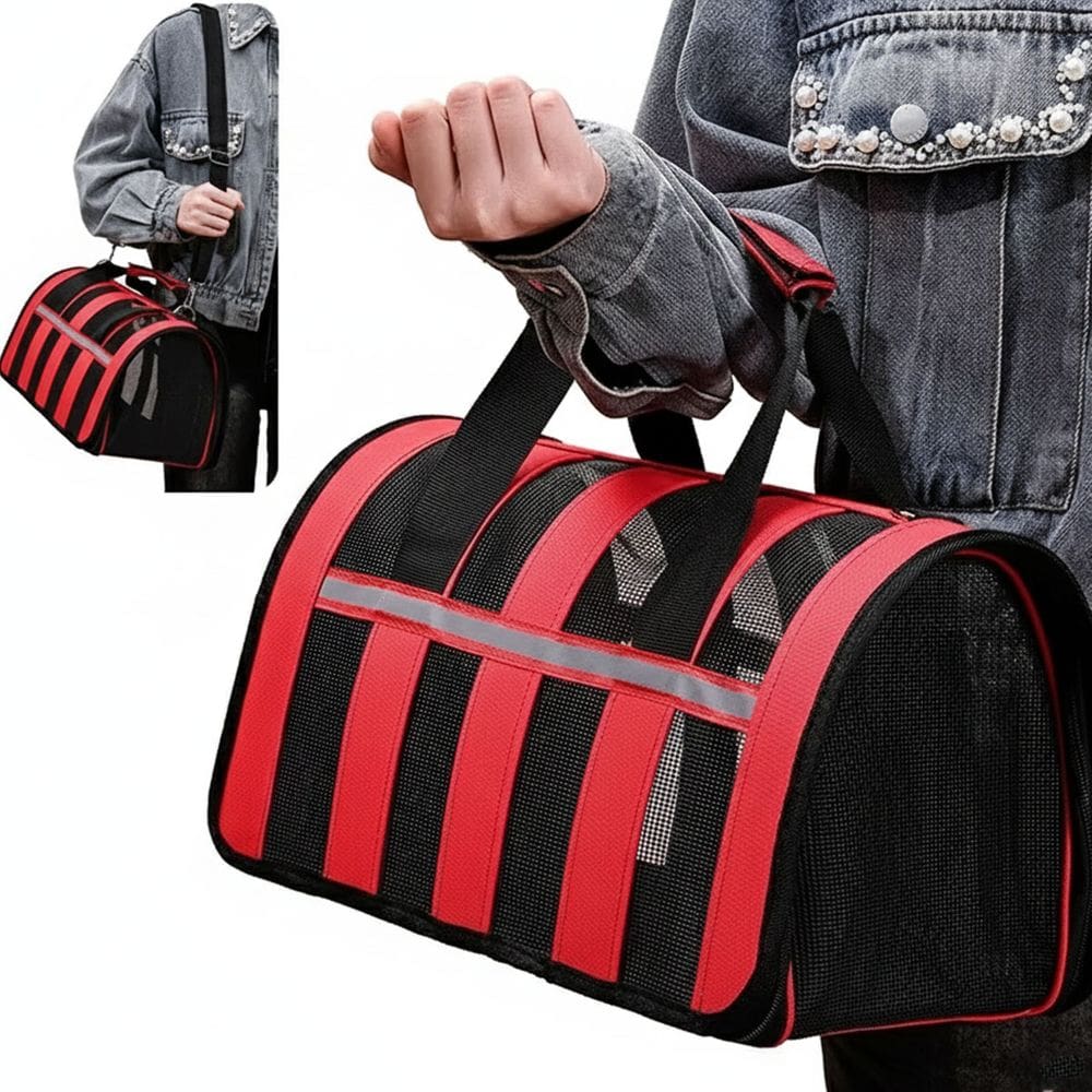 Bolsa Transporte Gato Cachorro Pet Animais Estimaçao Faixa Refletiva Viagem Passeio Carro Aviao Confortavel Segurança