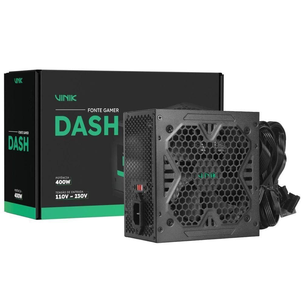 Fonte Gamer Vinik Dash 400w Preto Vfg400wpv3